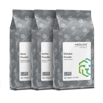 Merlion Naturals Amla Aritha and Shikakai Powder Combo - Distacart