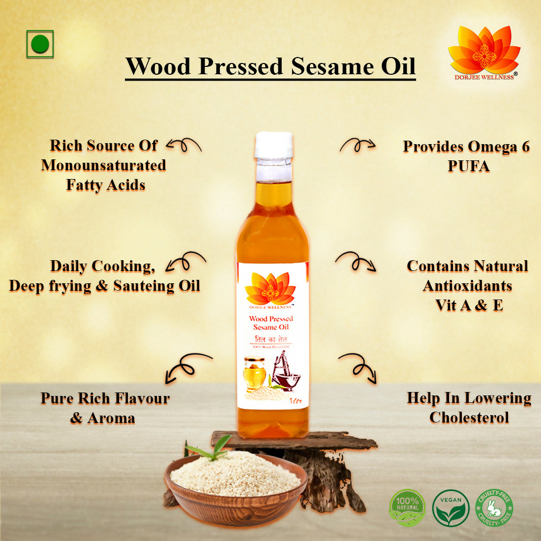 Dorjee Wellness Wood Pressed Sesame Oil - Distacart