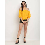 Thumbnail for Aastha Fashion Women's Yellow Polyester Solid Casual Top - Distacart