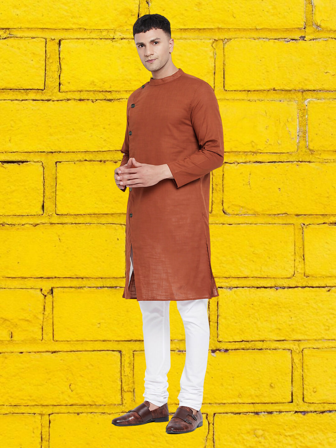 Even Apparels Men's Asymetrical Brown Sherwani Kurta - Distacart