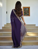 Thumbnail for Lorenvalley Fashion Purple Rangoli Silk with Coding Sequence and Multi Lace Work Saree with Blouse