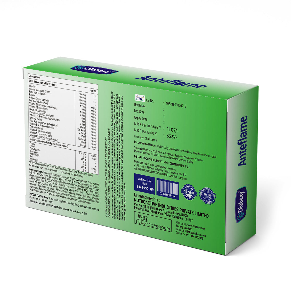 Diabexy Anteflame Tablets - Distacart