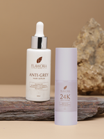 Thumbnail for Flawora Anti-Grey Hair Serum For Reversing Grey Hair & Gold Face Serum For Brightening, Anti-Aging