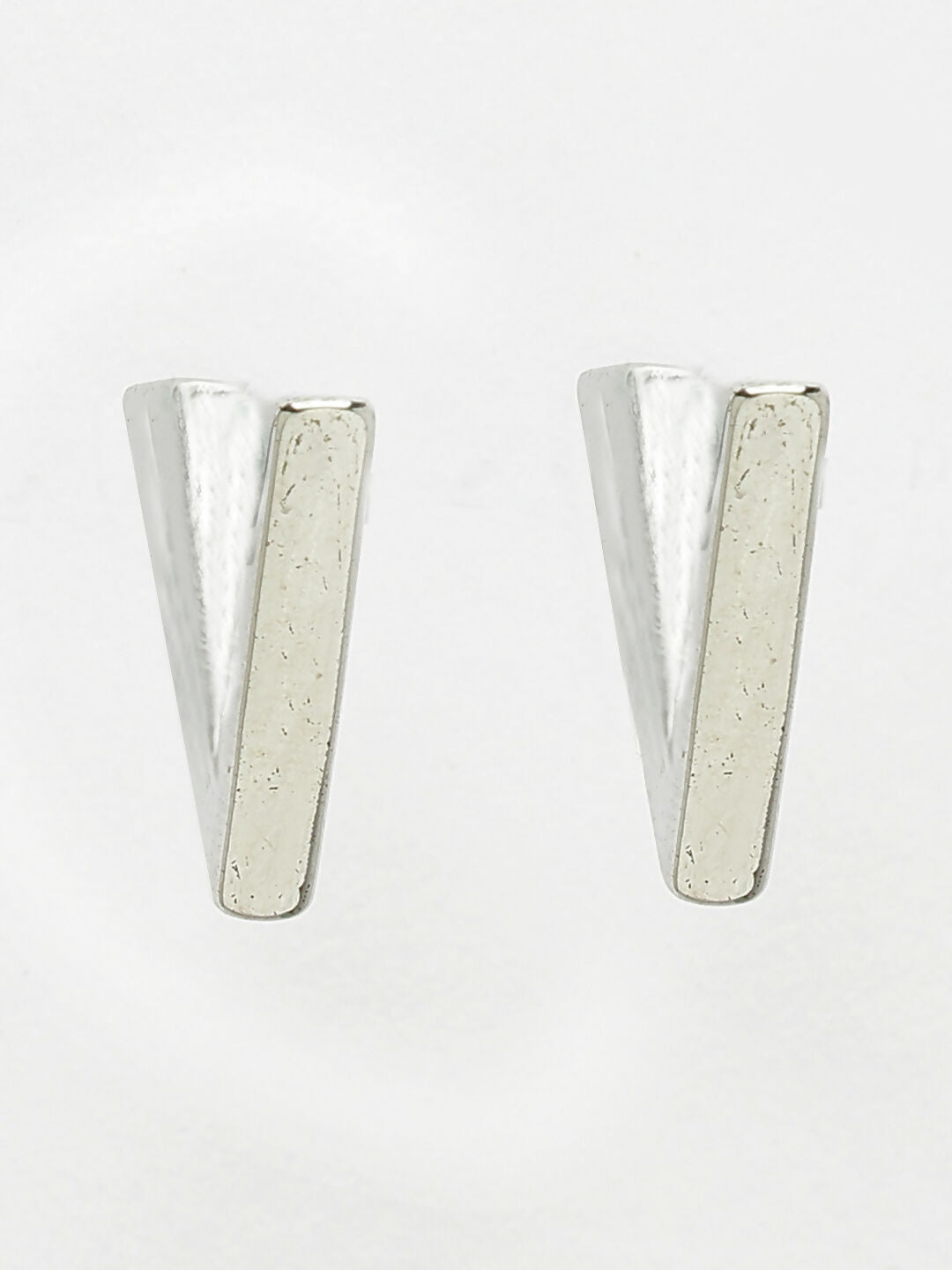 NVR Men's Set of 3 Multicolor Rhodium-Plated Geometric Shape Stainless Steel Studs Earring - Distacart