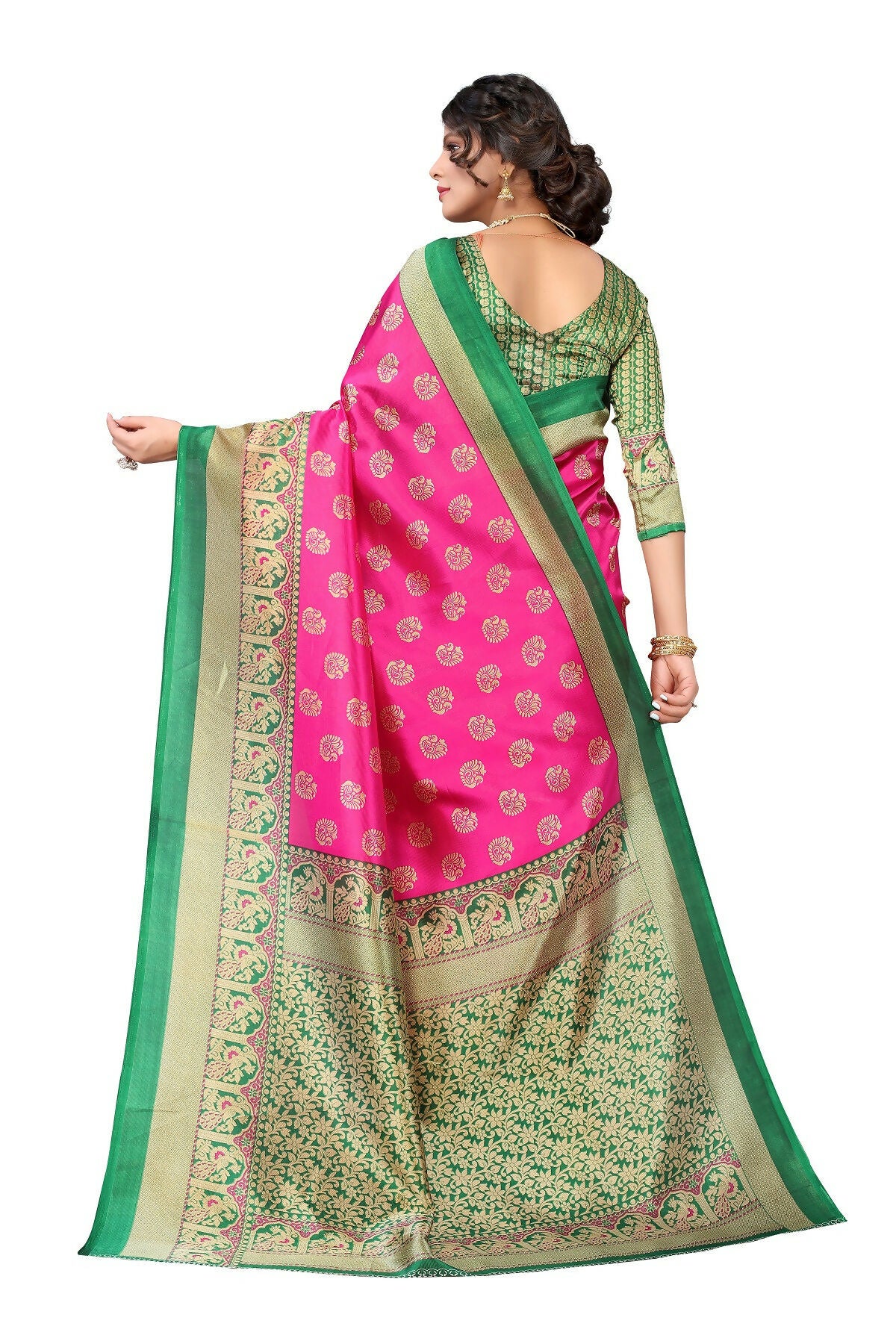 Vamika Pink Printed Art Silk Saree - Distacart