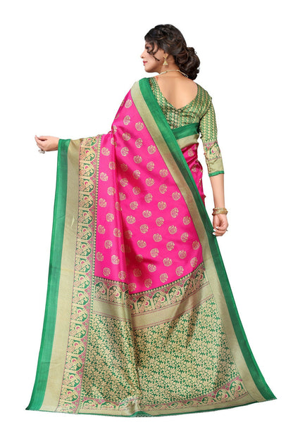 Vamika Pink Printed Art Silk Saree - Distacart