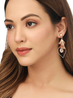 Thumbnail for NVR Women Rose Gold Leaf Shaped Drop Earrings - Distacart