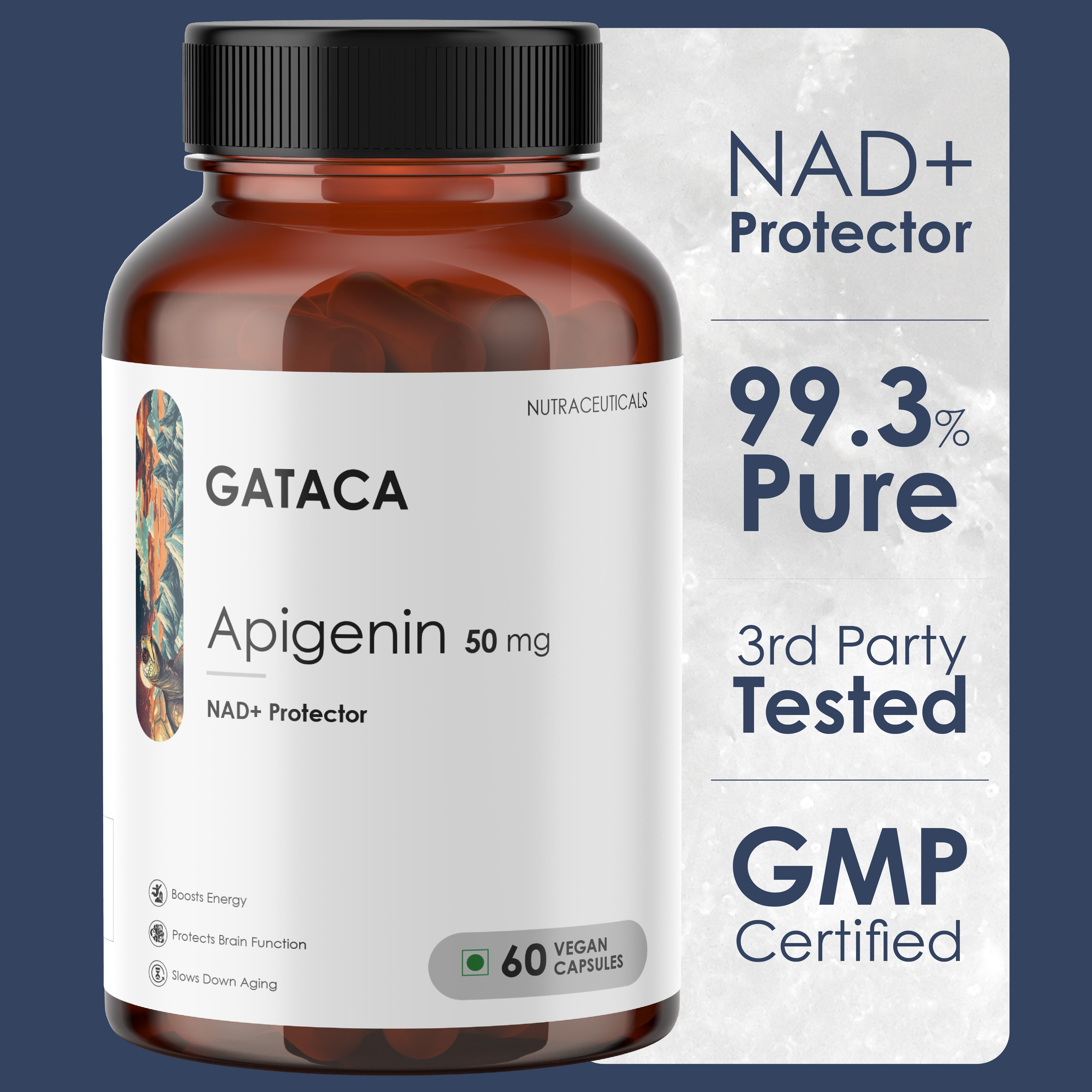 GATACA Apigenin - 50 mg Capsules for Better Sleep, More Focus, More Life