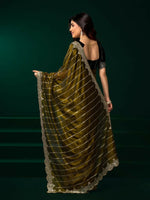 Thumbnail for Joban Fashion Mehendi Green Net Party Wear Sarees - Distacart