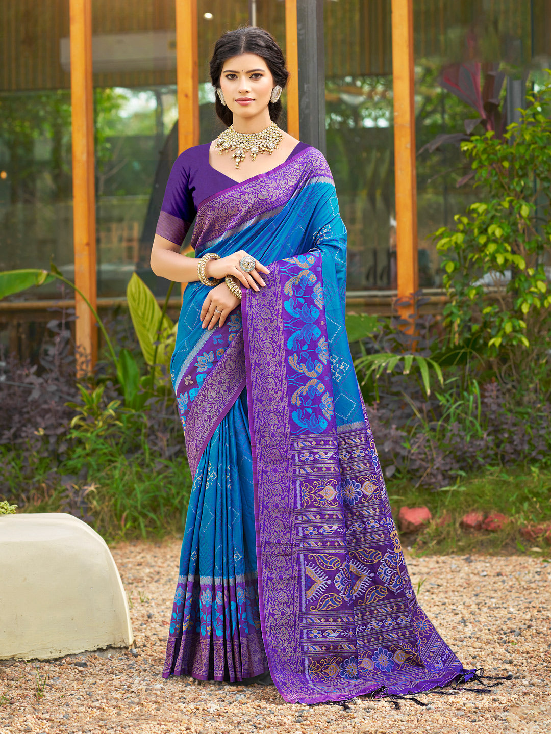 Anaita Aqua Blue Soft Silk Saree With Floral Printed Work With Blouse - Distacart