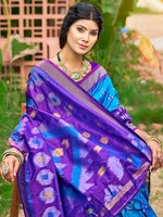 Thumbnail for Anaita Aqua Blue Soft Silk Saree With Floral Printed Work With Blouse - Distacart