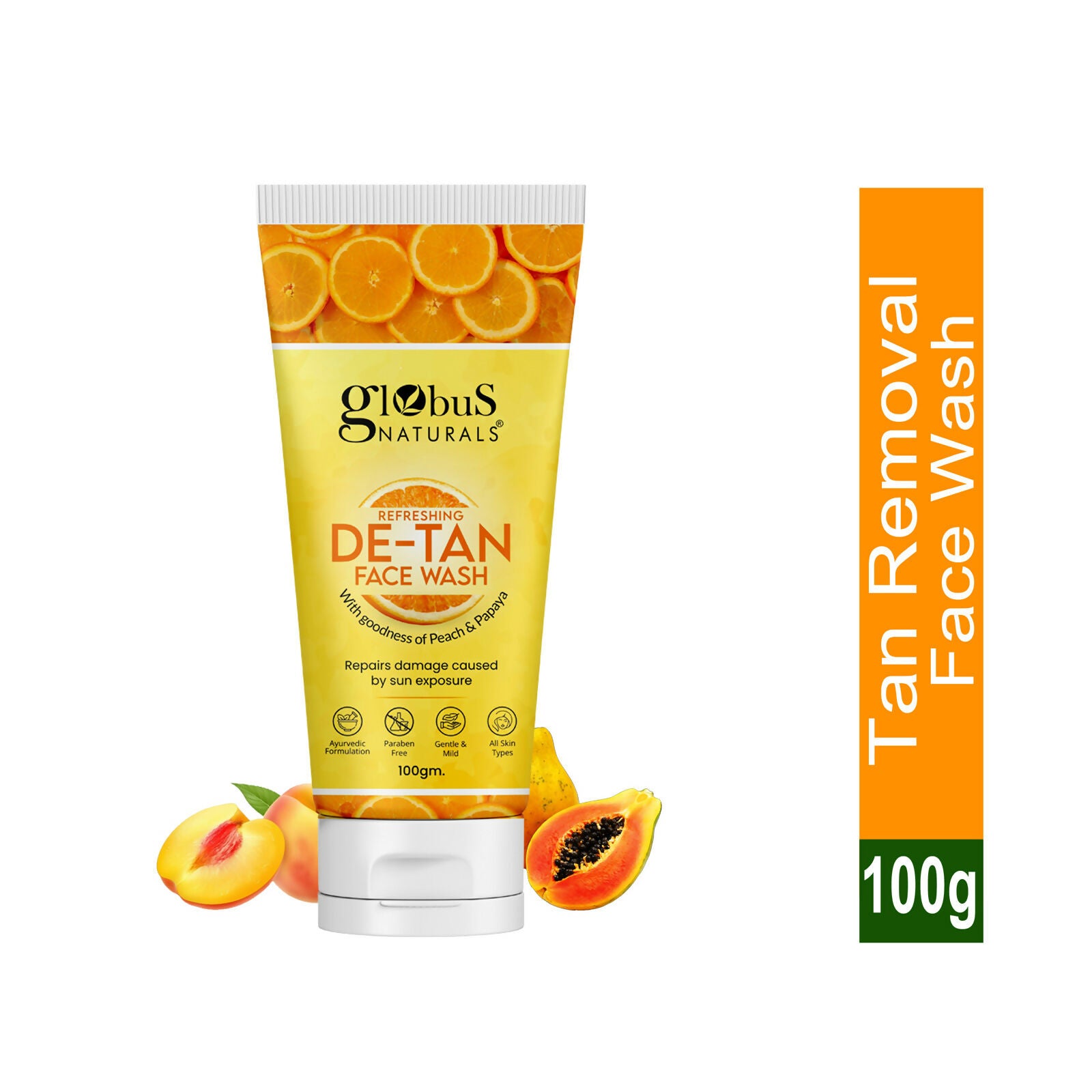 Globus Naturals De Tan Face Wash, Suitable For All Skin Types - Distacart