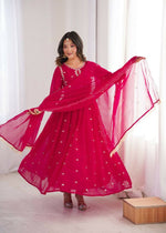 Thumbnail for Teeya Creation Rani Faux Georgette Embroidery Work Wedding Wear Gown - Distacart