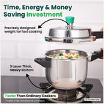 Thumbnail for The Indus Valley QuicKooker Tri-Steel Stainless Steel Pressure Cooker, Premium Quality, 3 Layer Heavy Bottom, 100% Safe, ISI Certified, Induction & Gas, 3/5 L