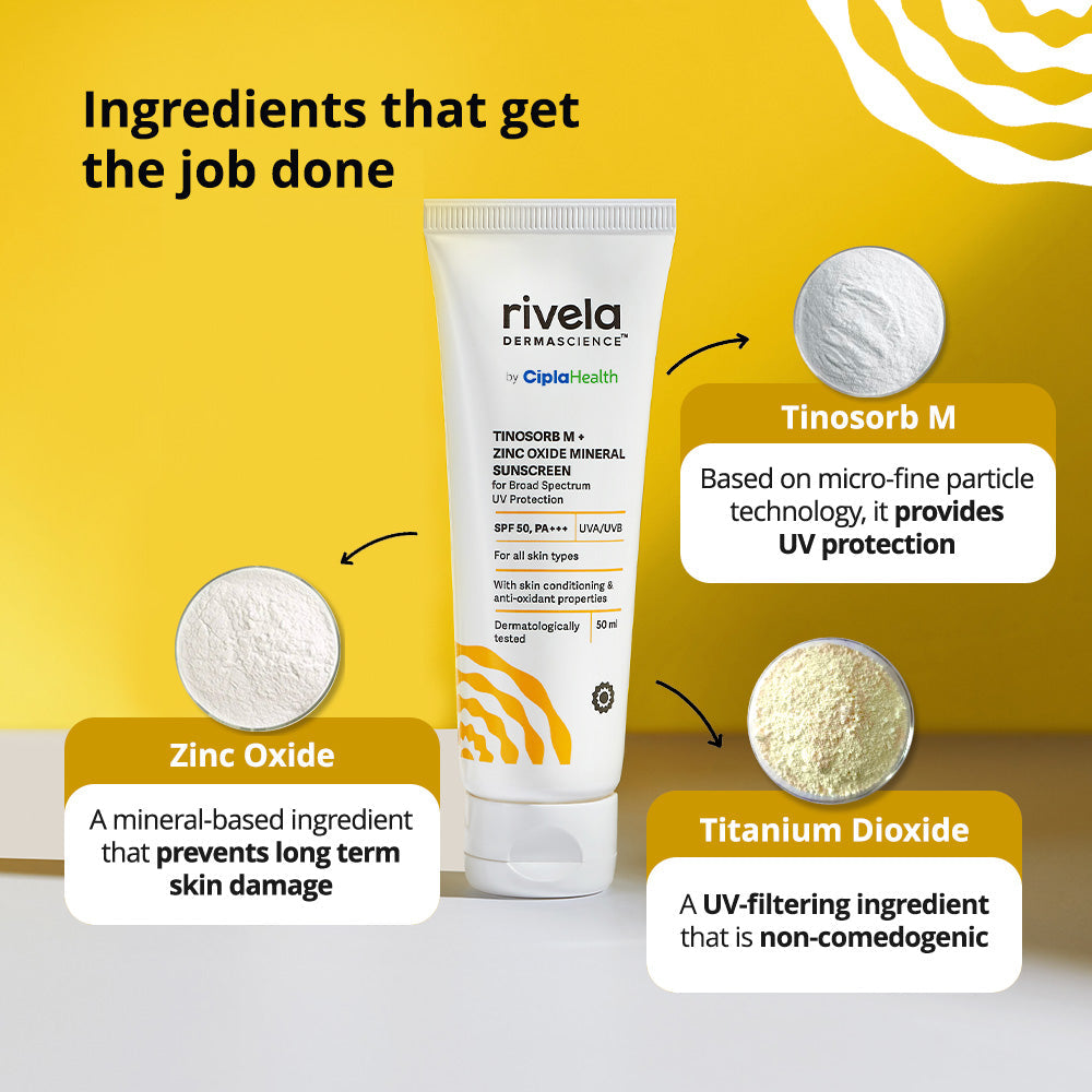Tinosorb M + Zinc Oxide Mineral Sunscreen - Rivela Dermascience