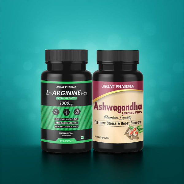 Jagat Pharma L-Arginine + Ashwagandha: Power & Balance Combo