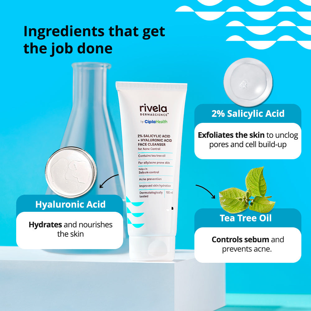 2% Salicylic Acid + Hyaluronic Acid Face Cleanser - Rivela Dermascience