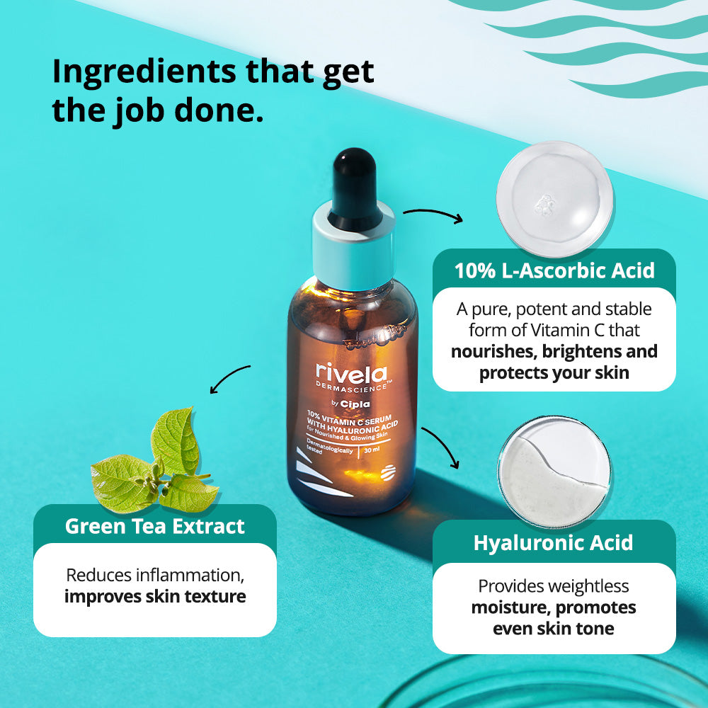 10% Vitamin C Serum with Hyaluronic Acid - Rivela Dermascience
