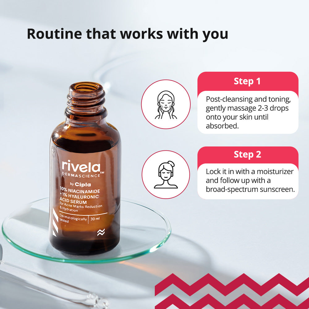 10% Niacinamide + 1% Hyaluronic Acid Serum - Rivela Dermascience