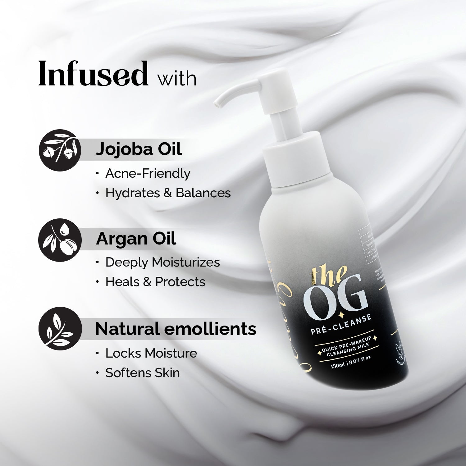 Aflairza The OG Pre-Makeup Cleansing Milk With Jojoba & Argan Oil for Gentle Daily Cleanser & Makeup Prep