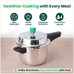 Thumbnail for The Indus Valley QuicKooker Tri-Steel Stainless Steel Pressure Cooker, Premium Quality, 3 Layer Heavy Bottom, 100% Safe, ISI Certified, Induction & Gas, 3/5 L
