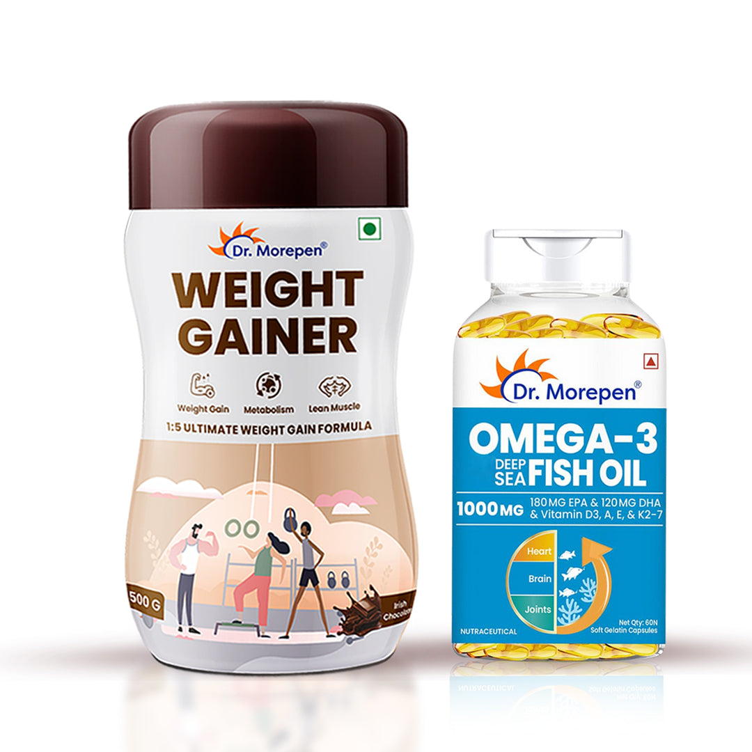 Dr. Morepen Omega-3 Deep Sea Fish Oil 1000Mg + Weight Gainer