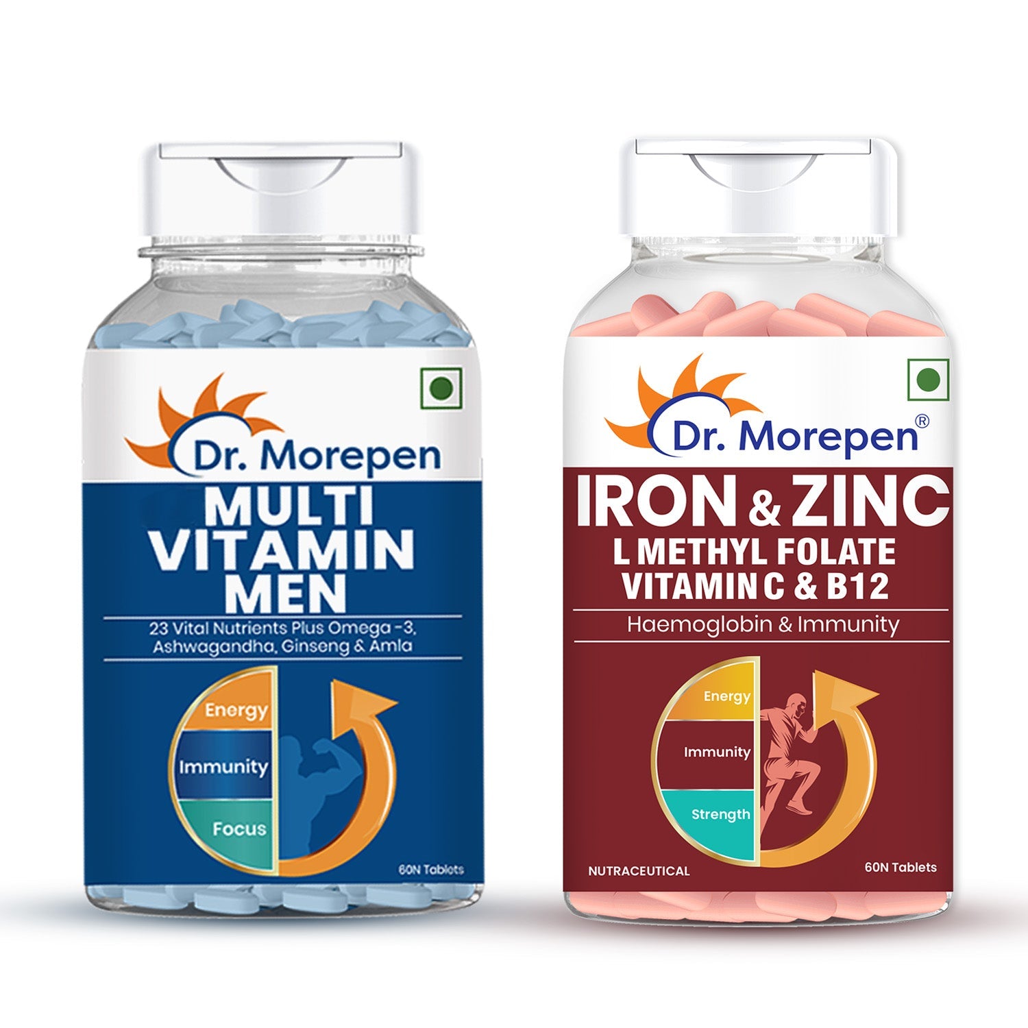 Dr Morpen Iron & Zinc + Multivitamin Men Tablets Combo - Distacart