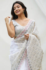 Thumbnail for Teeya Creation Off White Color Soft organza Silk Heavy Work Saree - Distacart
