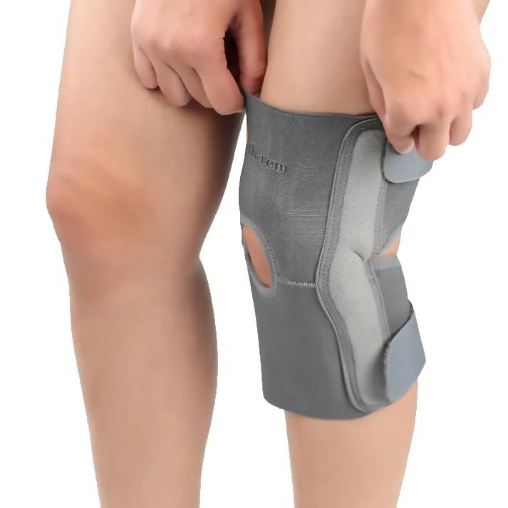 Orth-rem Grey Elastic Knee Support Brace With Side Stabilizer- Large