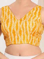 Thumbnail for Joban Fashion Yellow Viscose Rayon Padded Blouse With V Neck Sleeveless