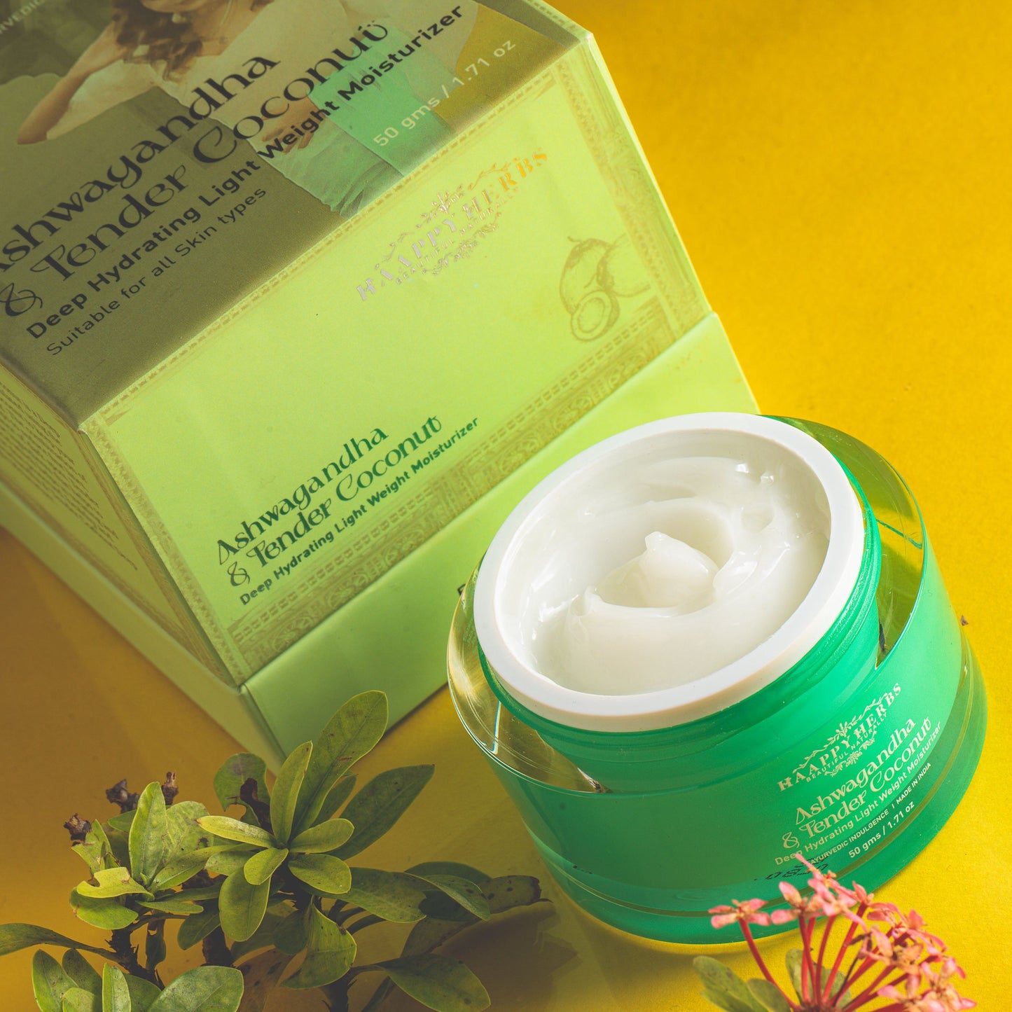 Haappyherbs Ashwagandha & Tender Coconut Deep Hydrating Light Weight Moisturizer - Distacart