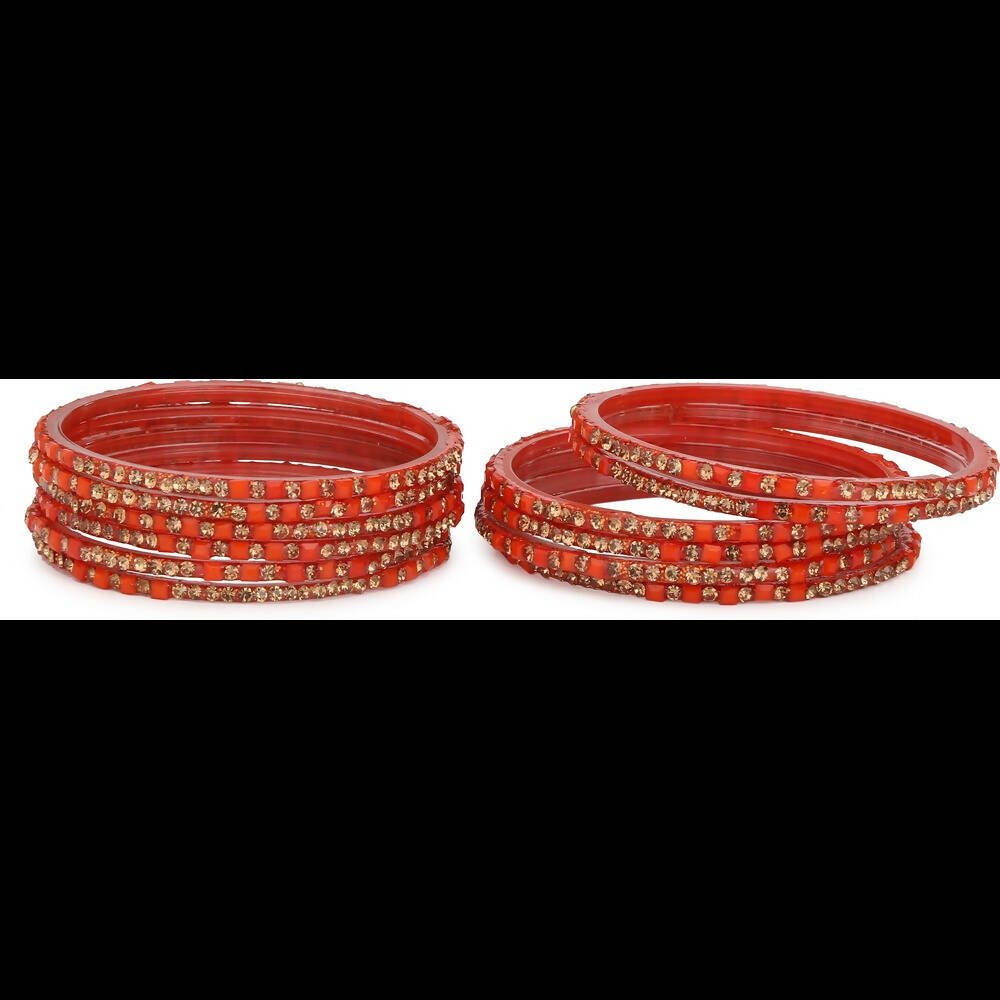 Afast Bridal Wedding & Party Fashionable Colorful Glass Bangle/Kada Set, Pack Of 12 - Red - Distacart