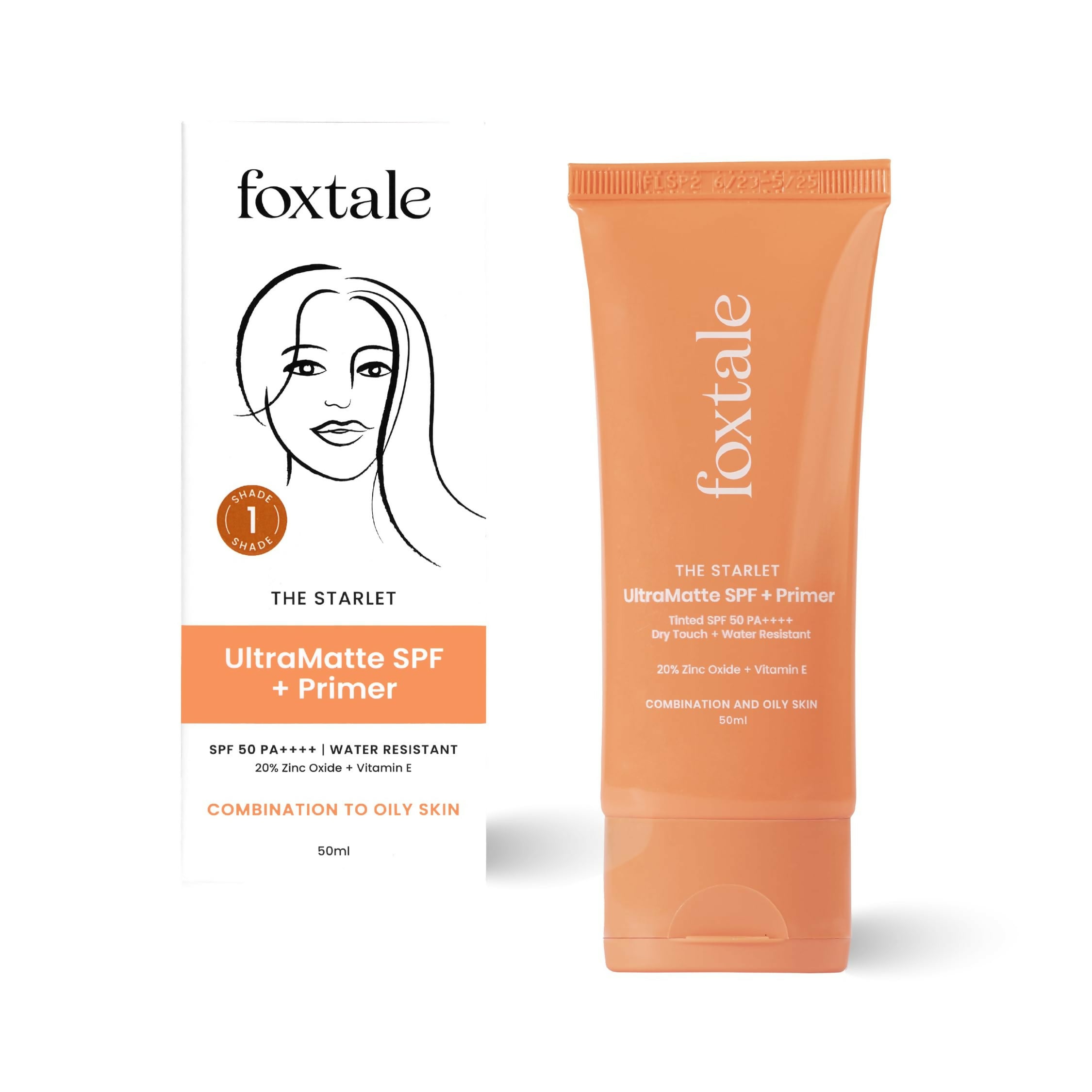 Foxtale Tinted Sunscreen SPF 50 PA++++ & Primer Shade 1 - Deep, Water Resistant with Dry-Touch Finish, Blurs Out Pores - Distacart