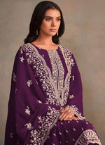 Thumbnail for Vegaa Fashion Violet Organza Embroidery Work Designer Salwar Suit