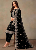 Thumbnail for Vegaa Fashion Black Organza Embroidery Work Designer Salwar Suit