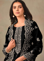 Thumbnail for Vegaa Fashion Black Organza Embroidery Work Designer Salwar Suit