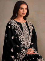 Thumbnail for Vegaa Fashion Black Organza Embroidery Work Designer Salwar Suit