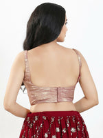Thumbnail for Joban Fashion Rose Gold Velvet Padded Blouse With Square Neck Sleeveless - Distacart