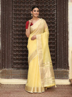 Thumbnail for Astita Yellow Cotton Saree