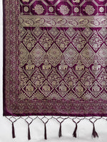 Thumbnail for Shree Shyam Fashion Wine Silk Blend Saree - Distacart