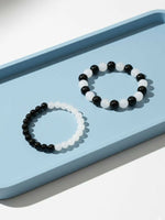 Thumbnail for NVR Unisex Set of 2 Black & White crystal beaded Bracelet - Distacart