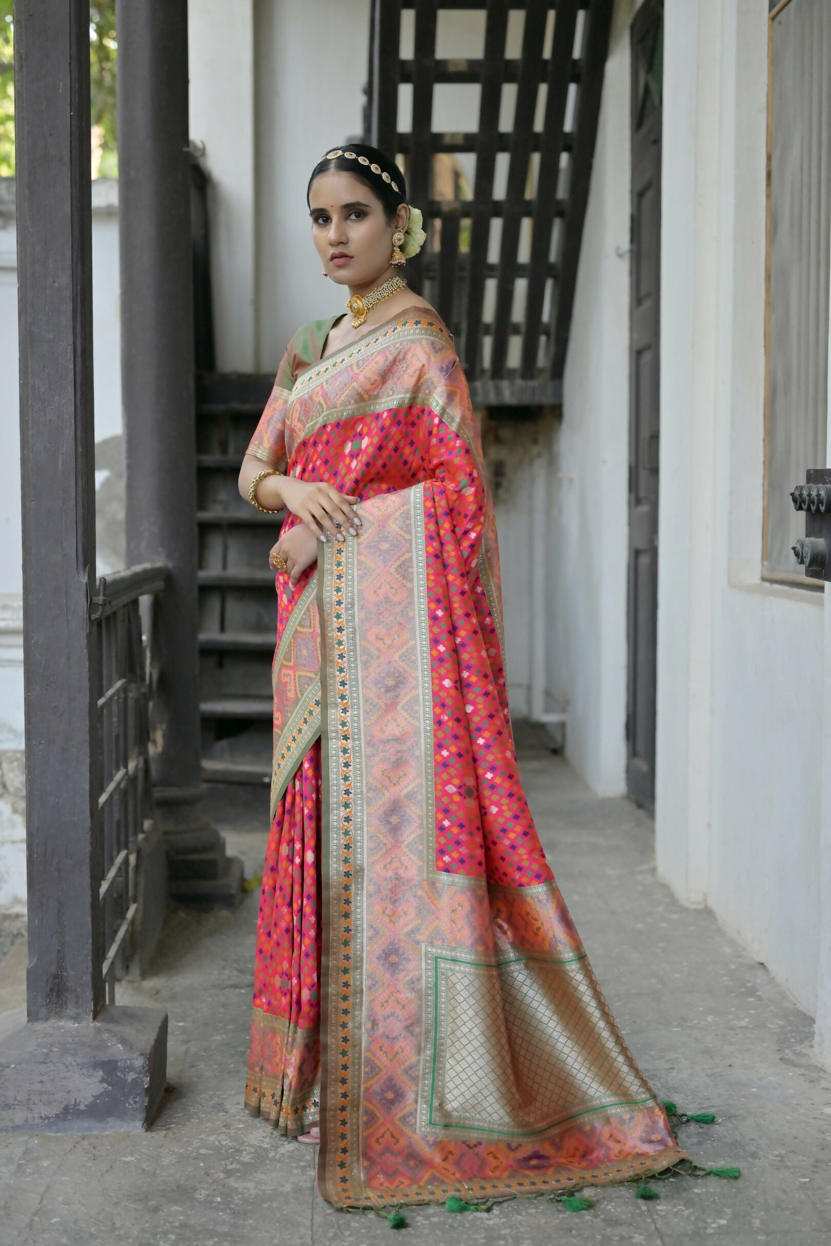 Vishnu Weaves Women's Rani Paithani Silk Saree with Blouse - Distacart