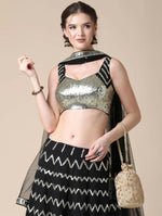 Thumbnail for Jyoti Fashion Black Sequence with Thread Zari Embroidery Georgette Lehenga Choli with Dupatta - Distacart