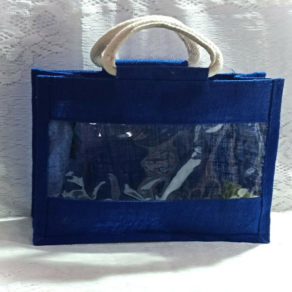 Jute Blue Transpaent Bags Simple, Casual & Very Handy - Distacart