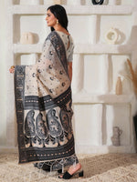 Thumbnail for Astita Linen Cotton Black & Cream Saree