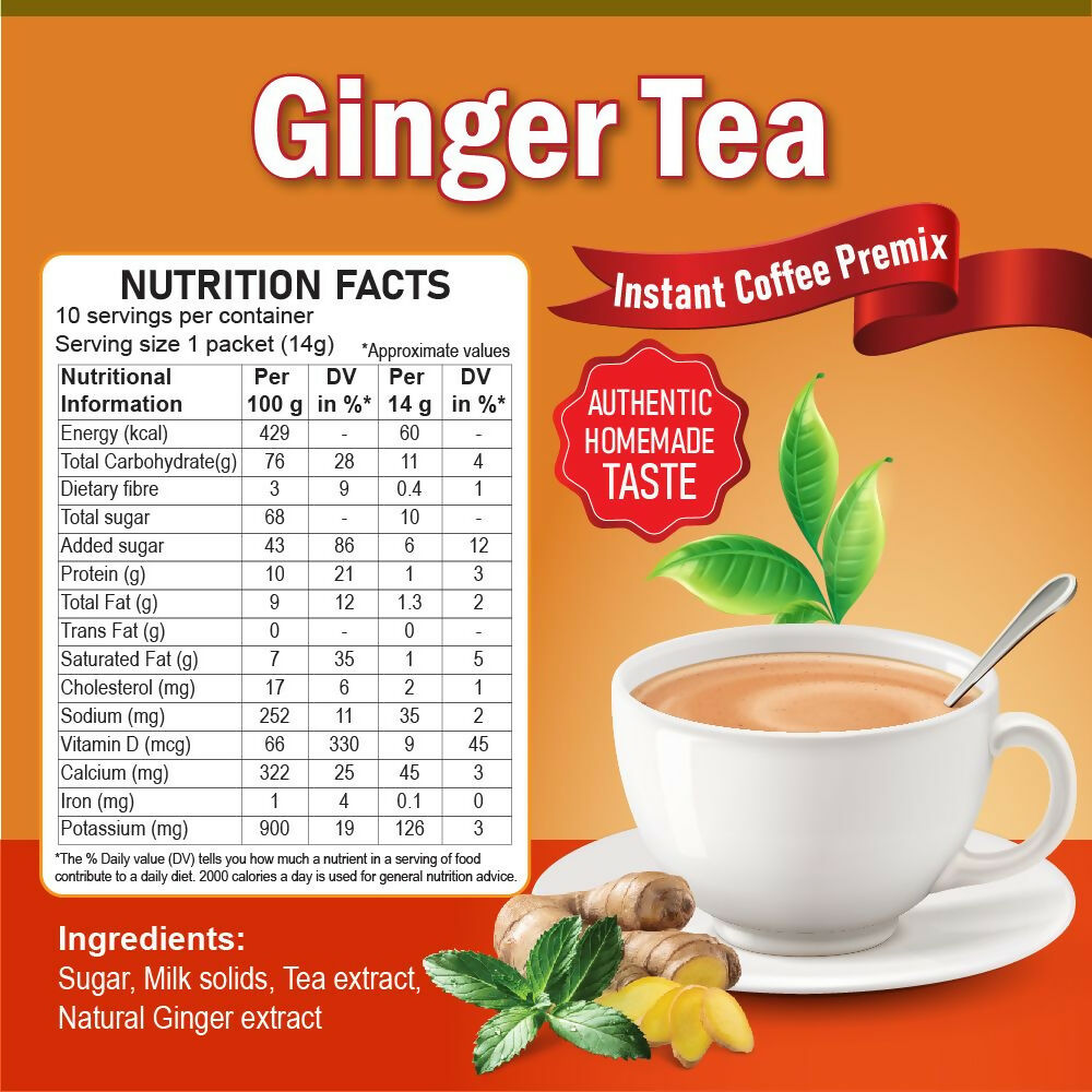 Naivedyam Ginger Instant Tea Premix Powder Sachets - Distacart