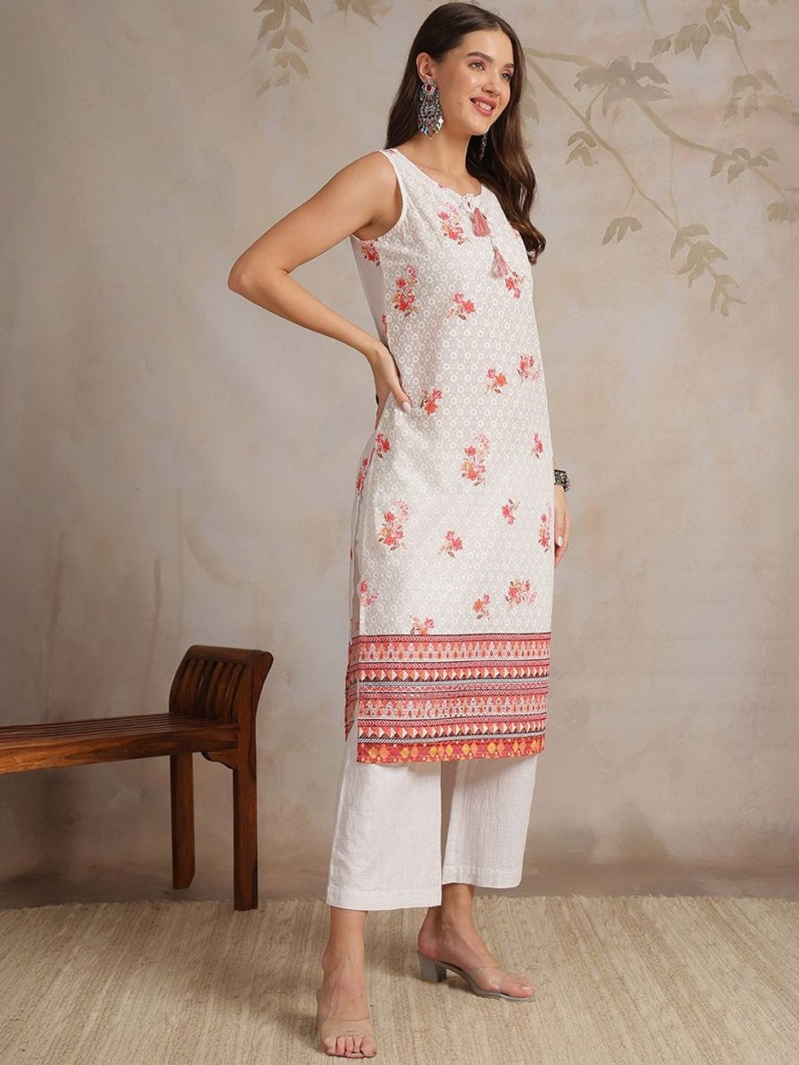 Anouk Women Geometric Printed Chikankari Kurta