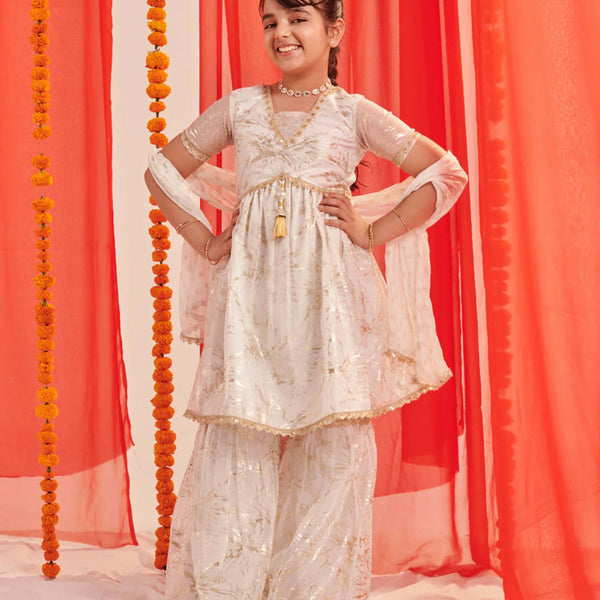 Joban Fashion Girl's Off White Color Sharara Set