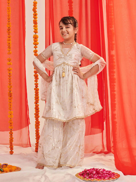 Joban Fashion Girl's Off White Color Sharara Set