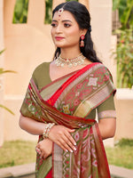 Thumbnail for Shree Shyam Fashion Red Pochampally Silk Saree - Distacart